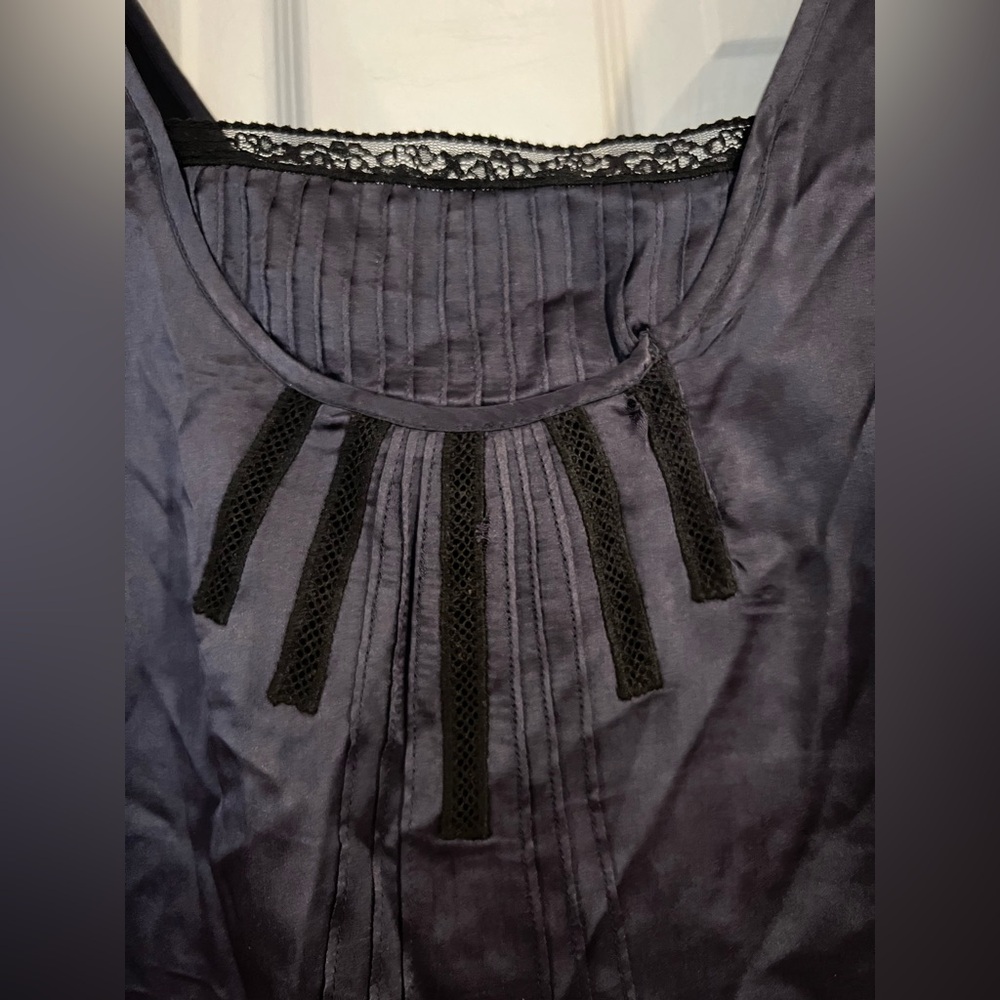 ZARA vintage Y2K low waist midi slip dress with black lace & crochet 100% silk M - Picture 6 of 8